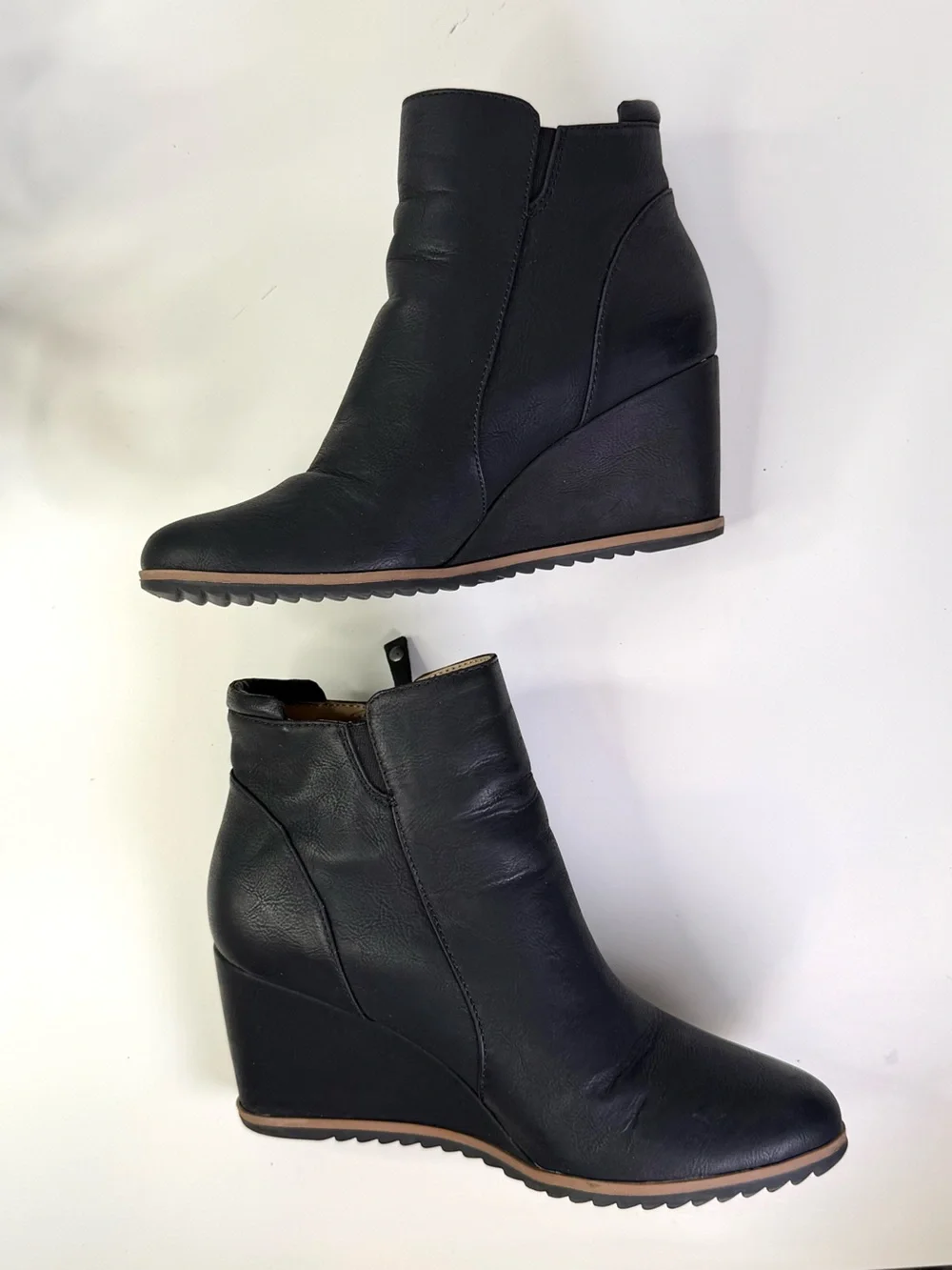 SOUL Naturalizer Haley Boot Women's Black Wedge Ankle Booties with Side Zip